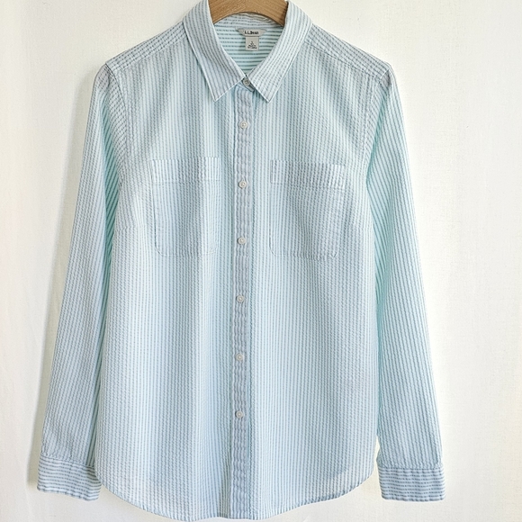 LL Bean Vacationland Seersucker Shirt Long-Sleeve - Picture 10 of 16